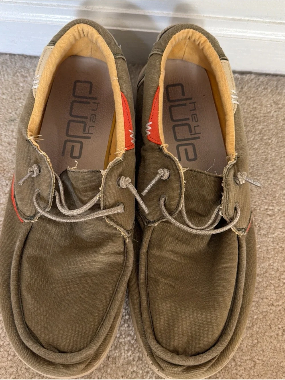 Hey Dude Welsh Washed Sage Green Slip On Canvas Boat Casual Shoes Men’s Size 12